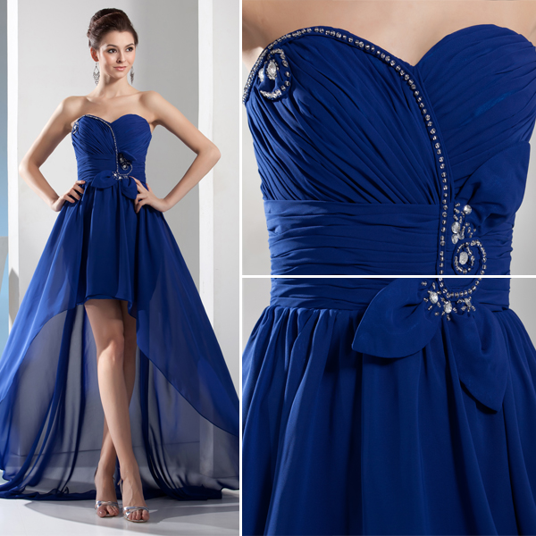 2015 Charming Empire Sweetheart Strapless Beading Sash With Bow Pleated Cocktail  Dress Blue Party Dress