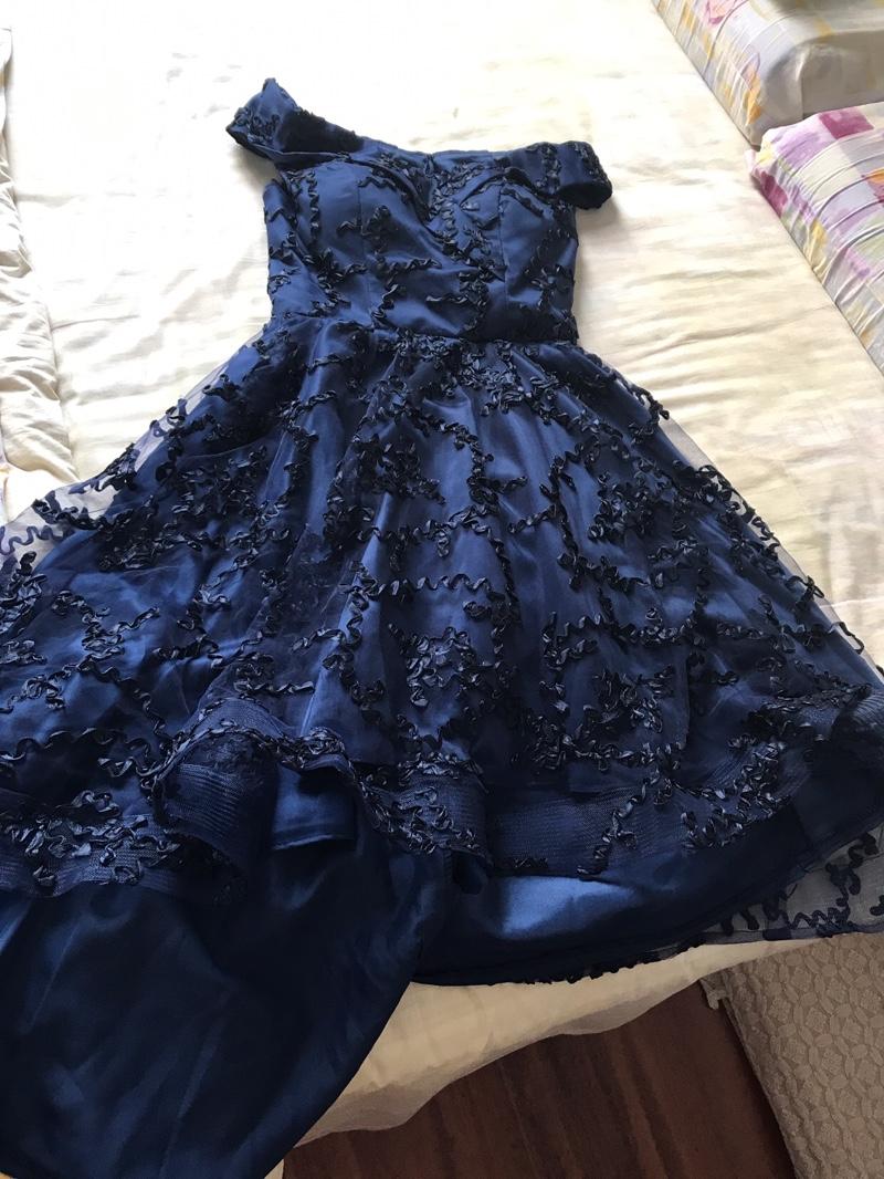 Chic / Beautiful Navy Blue Cocktail Dresses 2018 A-Line / Princess Off ...